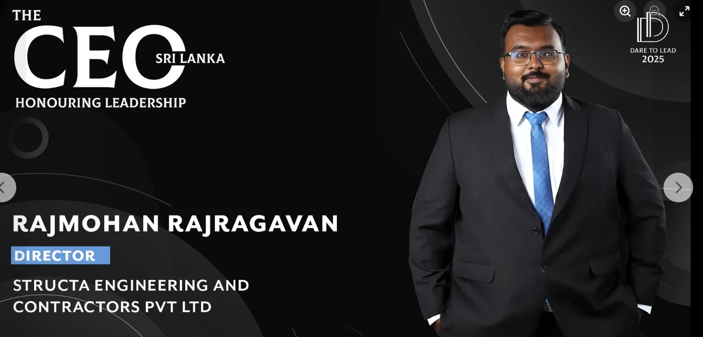 Eng. Rajmohan Rajragavan featured in CEO Magazine Sri Lanka Dare to Lead 2025