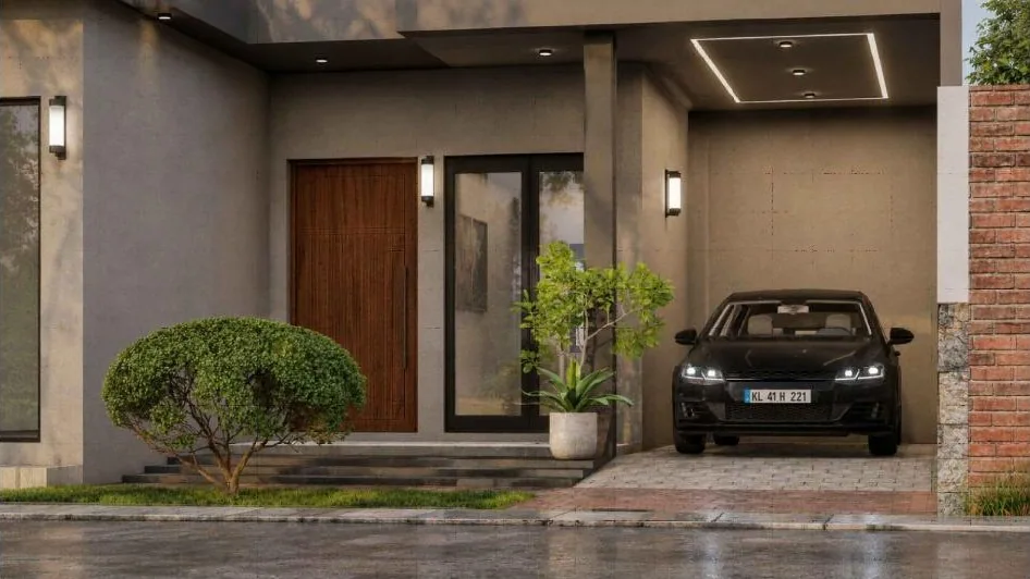 Entrance and car porch of a modern renovated house in Gampaha Sri Lanka