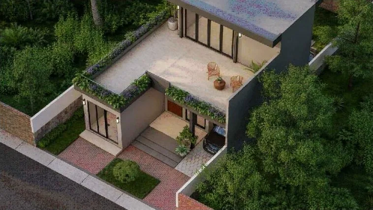 Aerial view of a renovated two storey house design in Kimbulapitiya Gampaha Sri Lanka