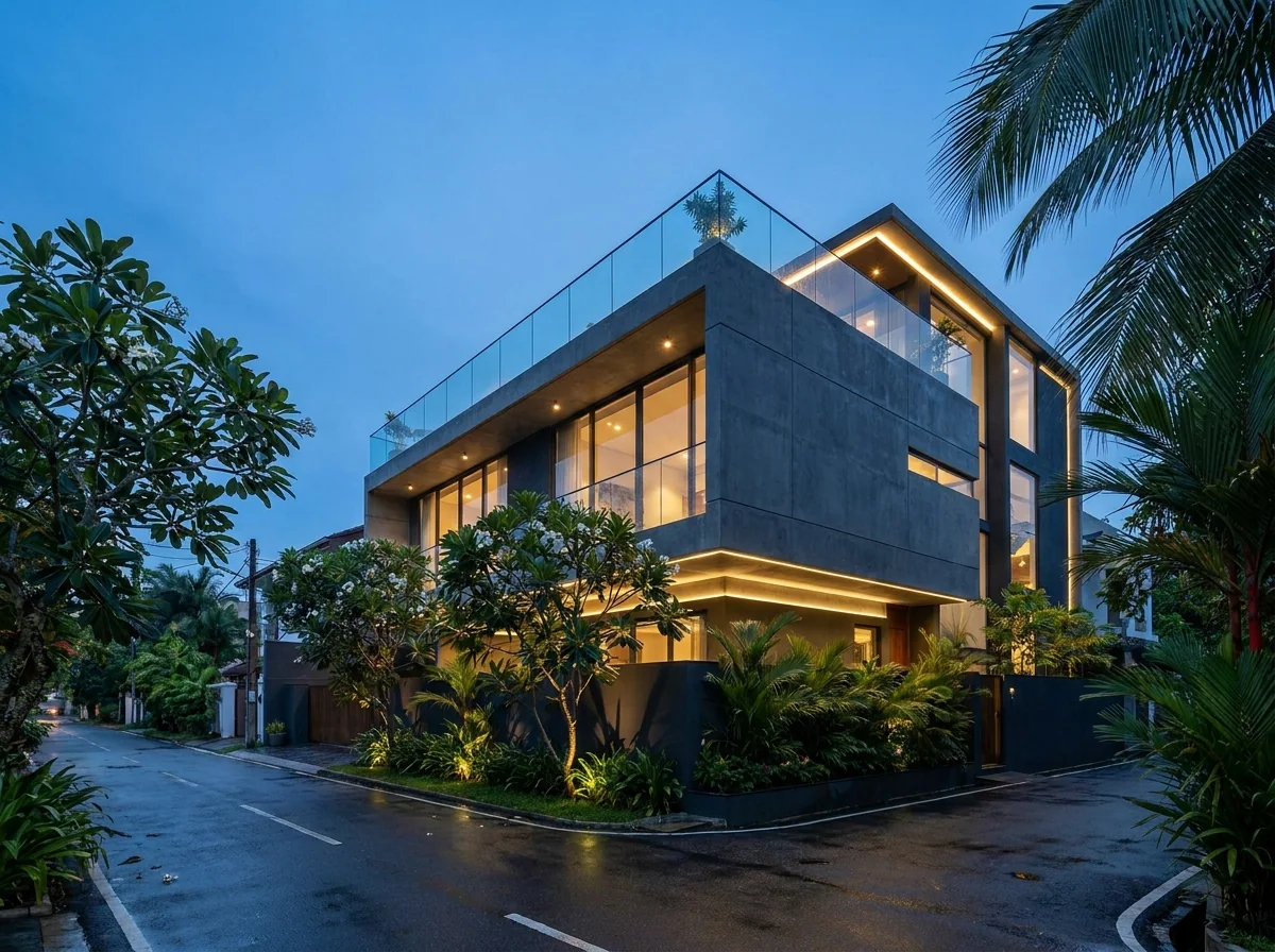 Urban tropical house design on a corner site