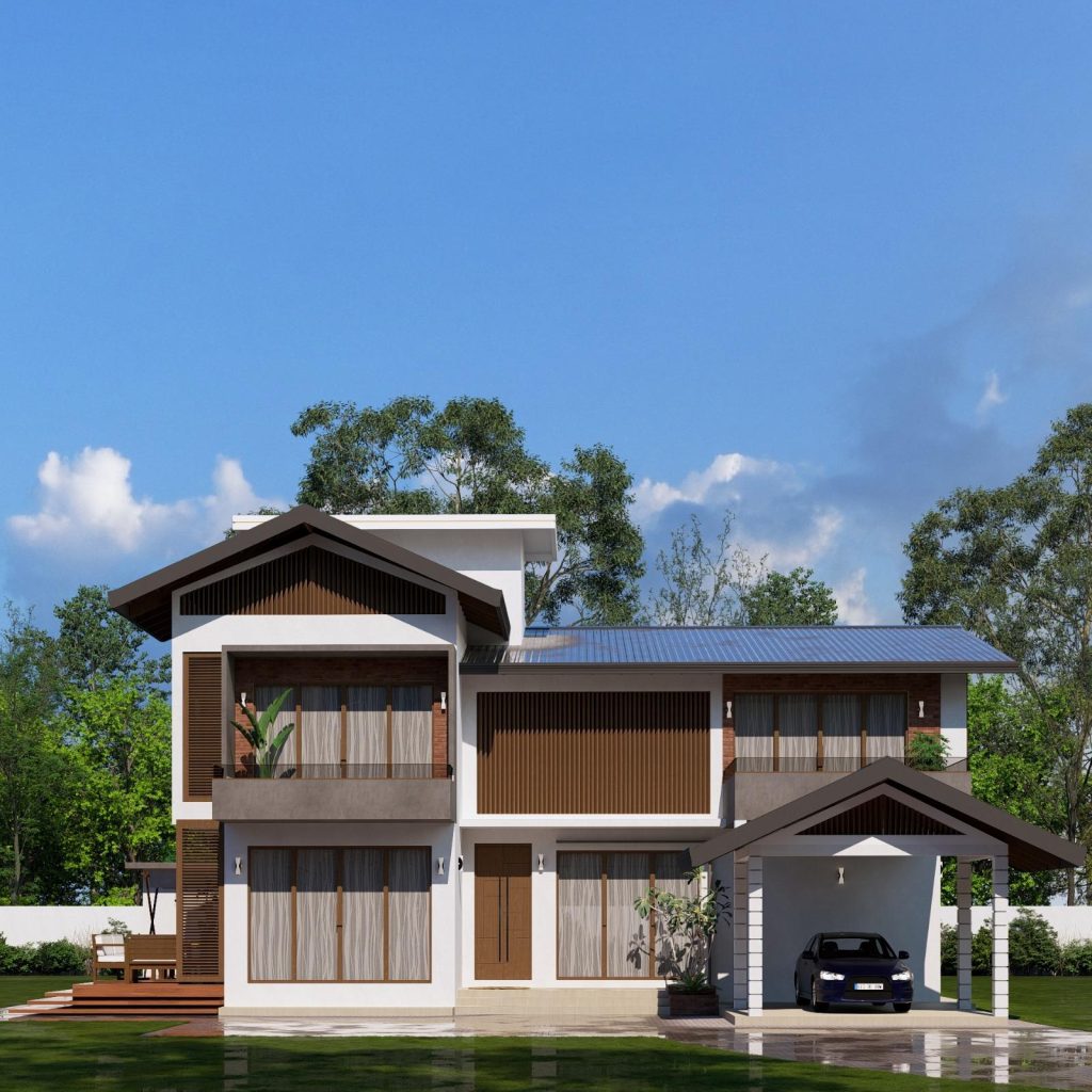 Asymmetric Gable Family Residence Design for Boralesgamuwa — image-led architectural design reference by Structa Engineering