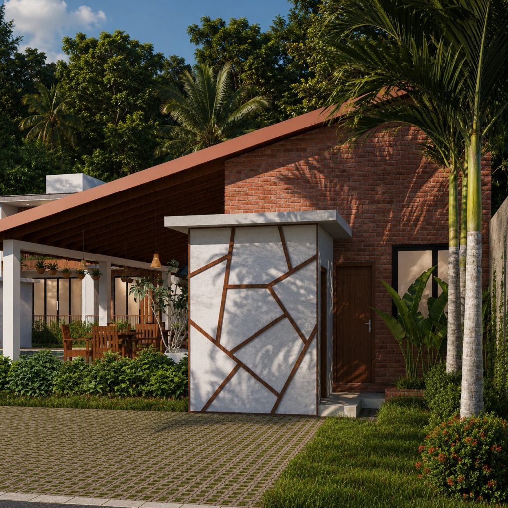Brick and Timber Entrance Pavilion Design for Seeduwa — image-led architectural design reference by Structa Engineering