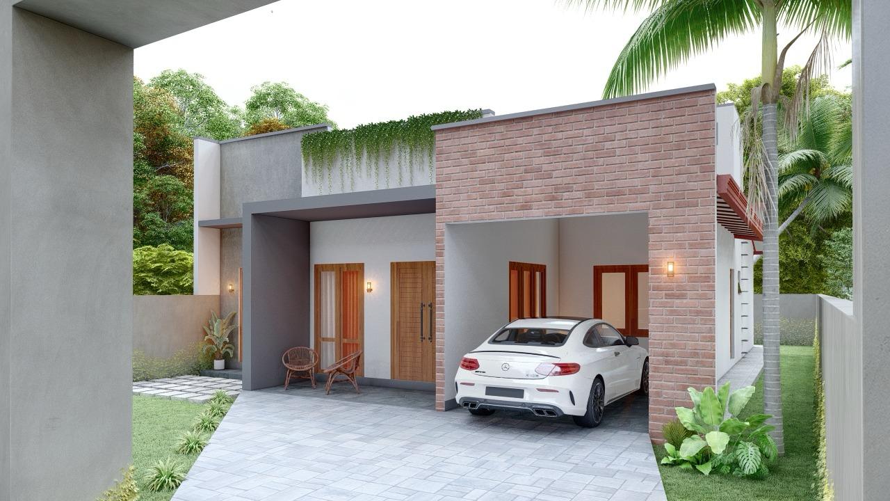 Compact Single Storey Carport House Design for Boralesgamuwa exterior house design by Structa Engineering