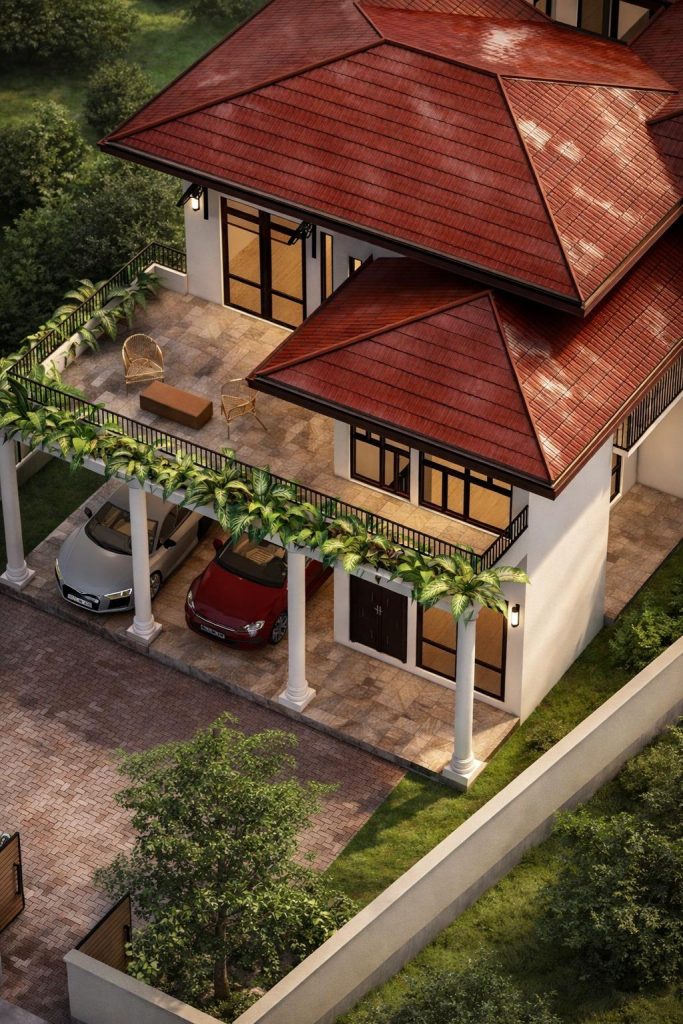 Compact Tropical Garden House Design for Matara — Roof View — image-led architectural design reference by Structa Engineering