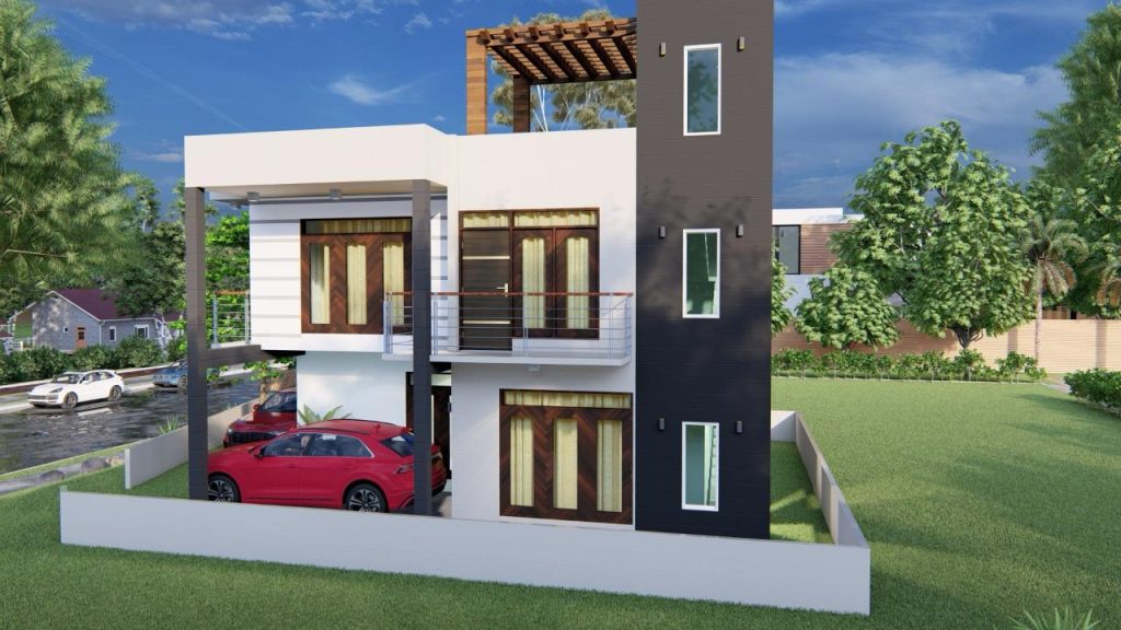 Compact Two Storey House with Framed Balcony Design for Malabe — image-led architectural design reference by Structa Engineering