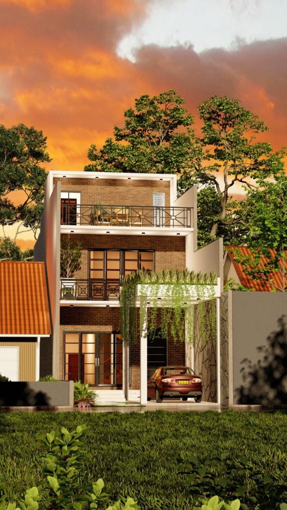 Compact Urban House with Sunset Roof Terrace Design for Maharagama — image-led architectural design reference by Structa Engineering