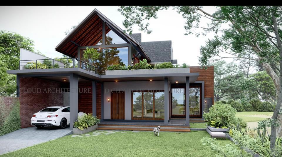Contemporary a Frame Entrance House Design for Panadura — image-led architectural design reference by Structa Engineering