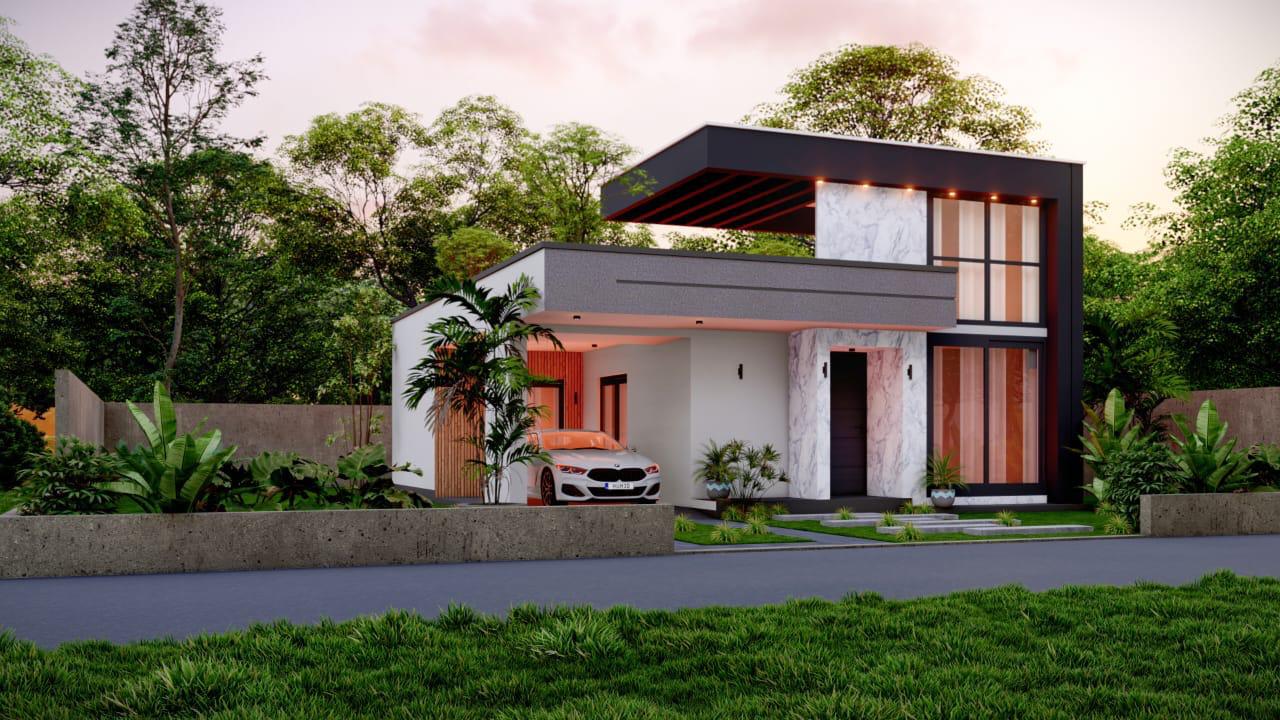 Contemporary Asymmetrical Two Storey Residence Design for Ganemulla exterior house design by Structa Engineering