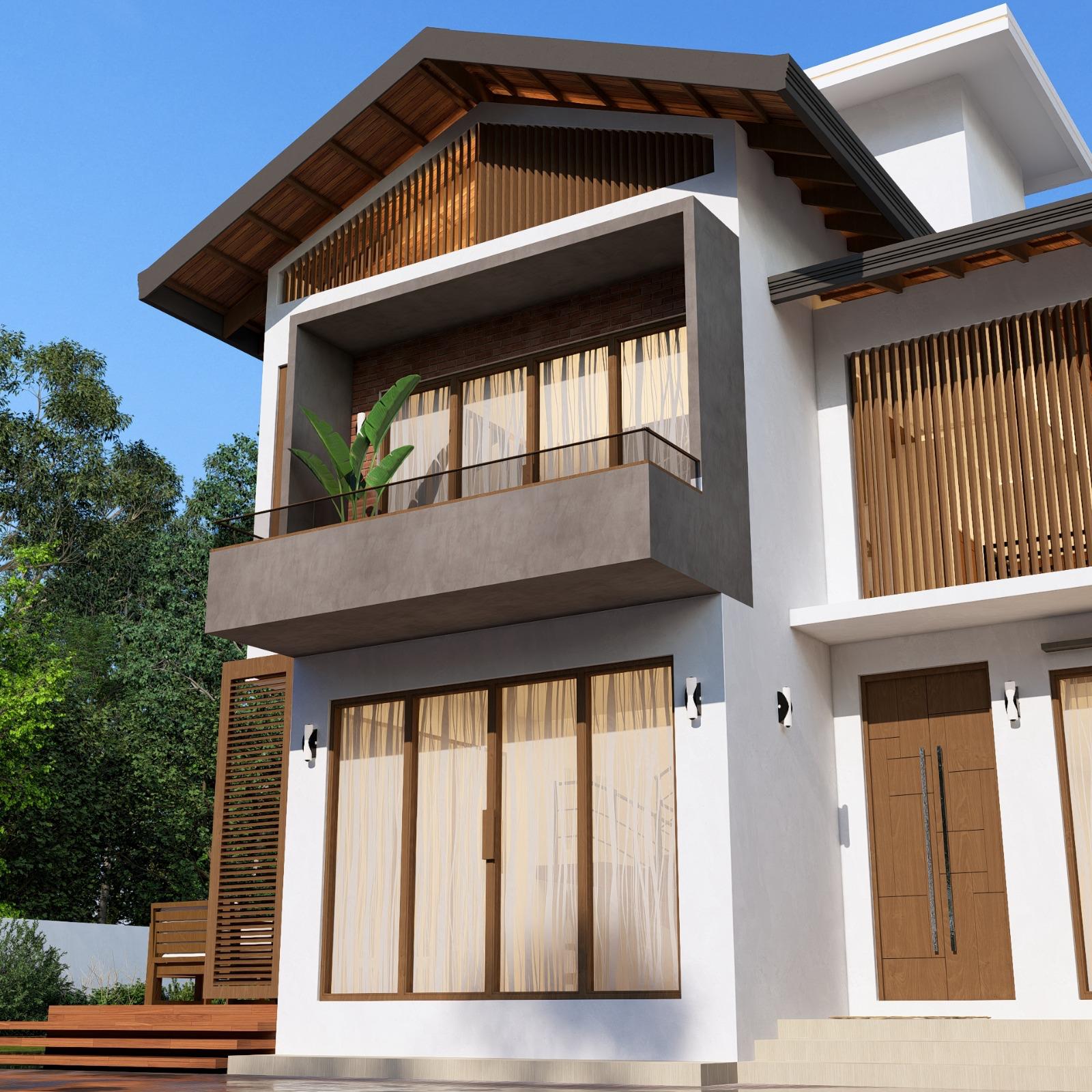 Contemporary Gable Entrance House Design for Horana exterior house design by Structa Engineering