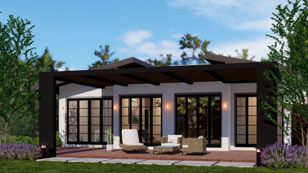 Dark Single Storey Garden Pavilion Design for Seeduwa — image-led architectural design reference by Structa Engineering