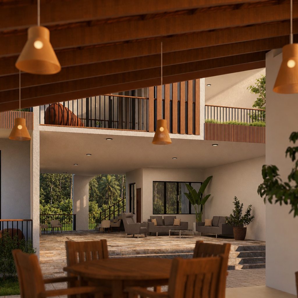 Double Height Open Plan Living Pavilion Design for Kalutara — image-led architectural design reference by Structa Engineering