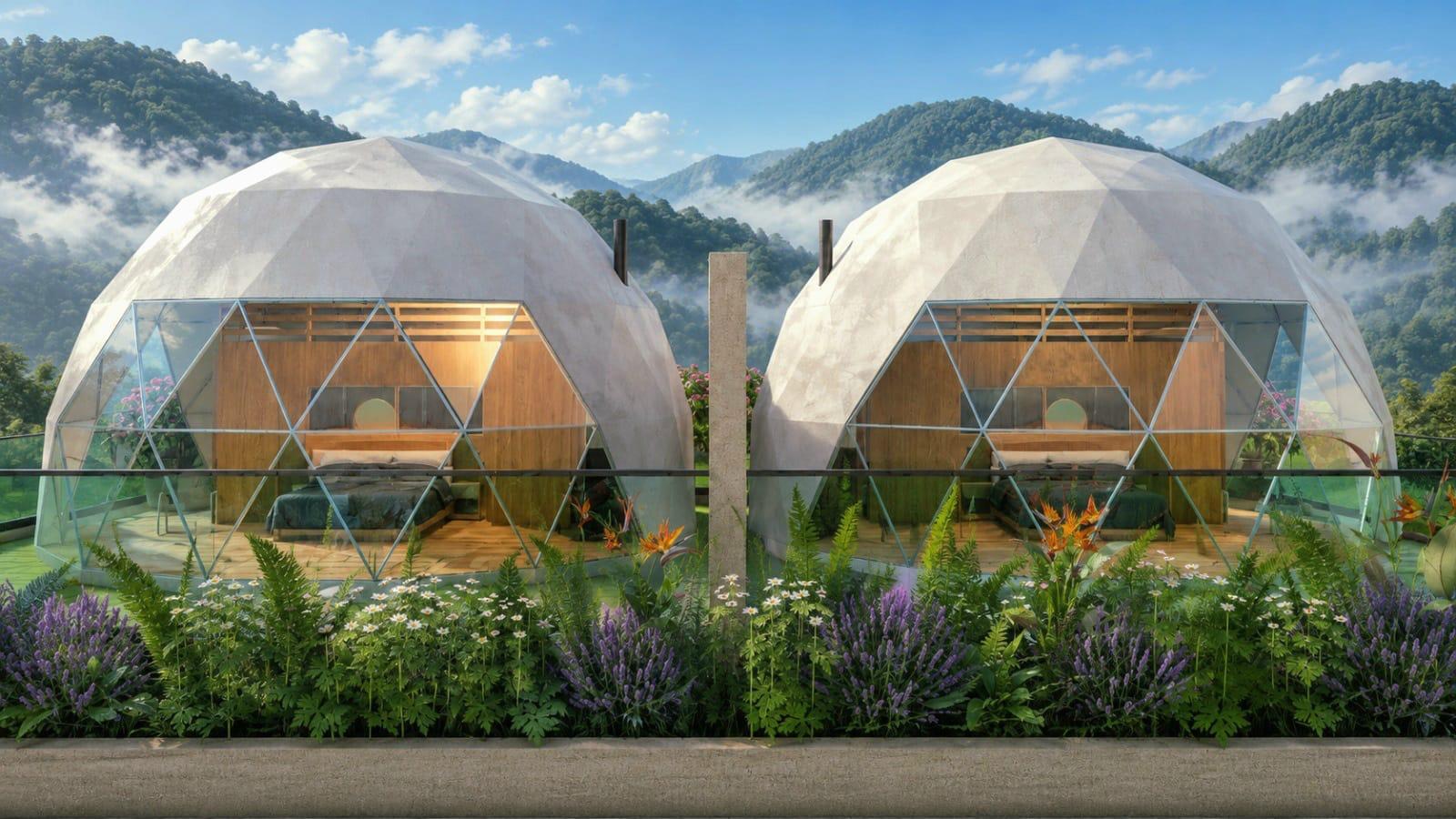 Geodesic Dome Retreat Suites Design for Dambulla exterior house design by Structa Engineering