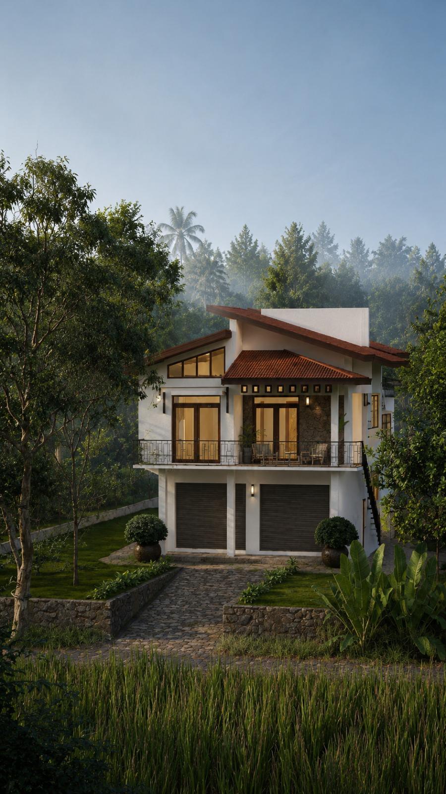 Hill Country Compact Gable Home Design for Nuwara Eliya exterior house design by Structa Engineering
