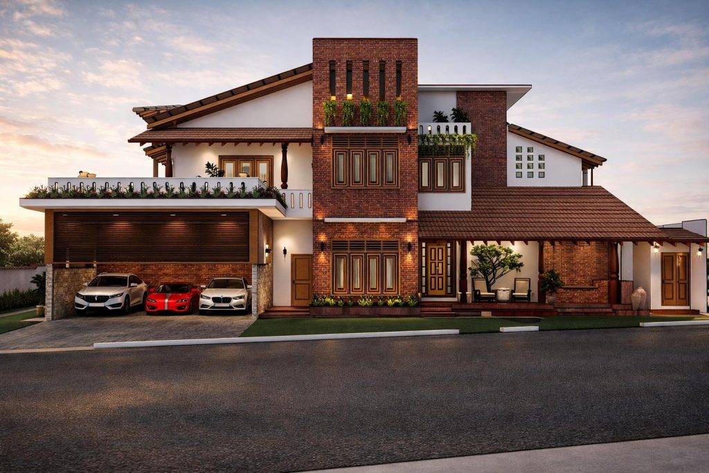 Large Tiled Roof Courtyard Villa Design for Anuradhapura — Street View ...