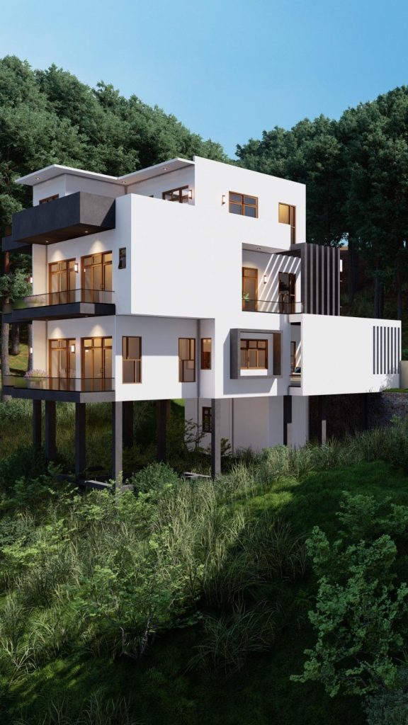 Multi Level Hillside Residence Design for Gampola — Side View — image-led architectural design reference by Structa Engineering