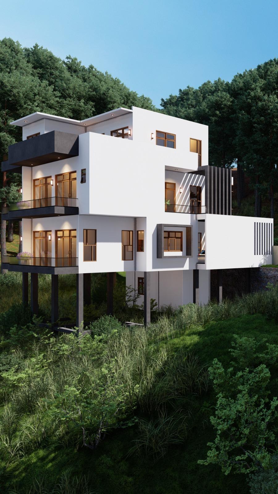 Multi Level Hillside Residence Design for Gampola — Side View exterior house design by Structa Engineering