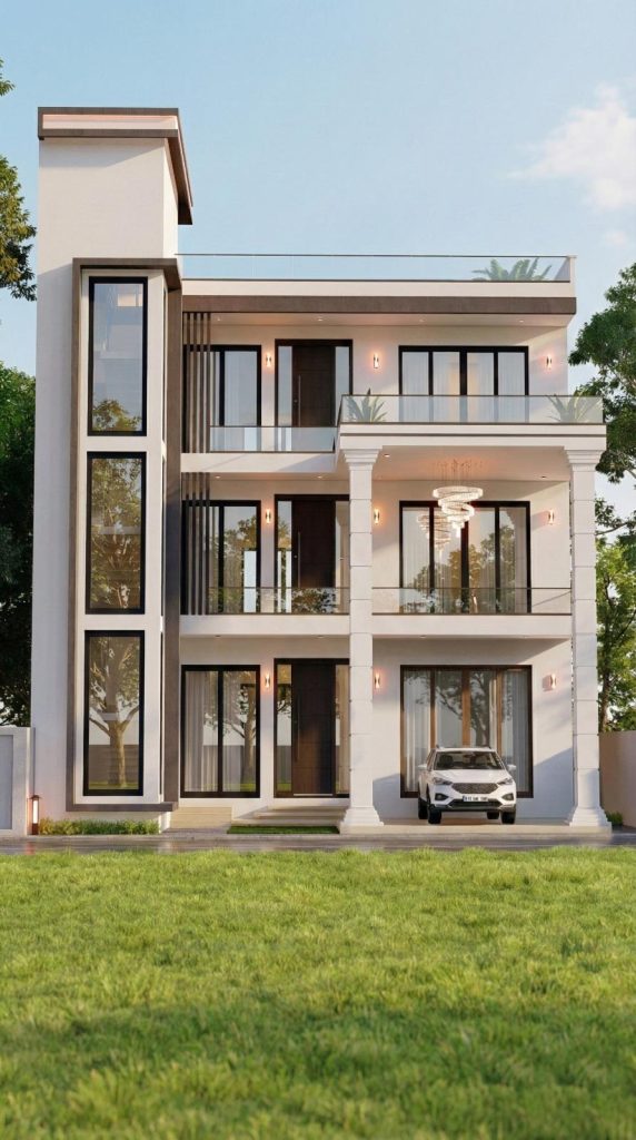 Narrow Three Storey Urban Residence Design for Ragama — image-led architectural design reference by Structa Engineering