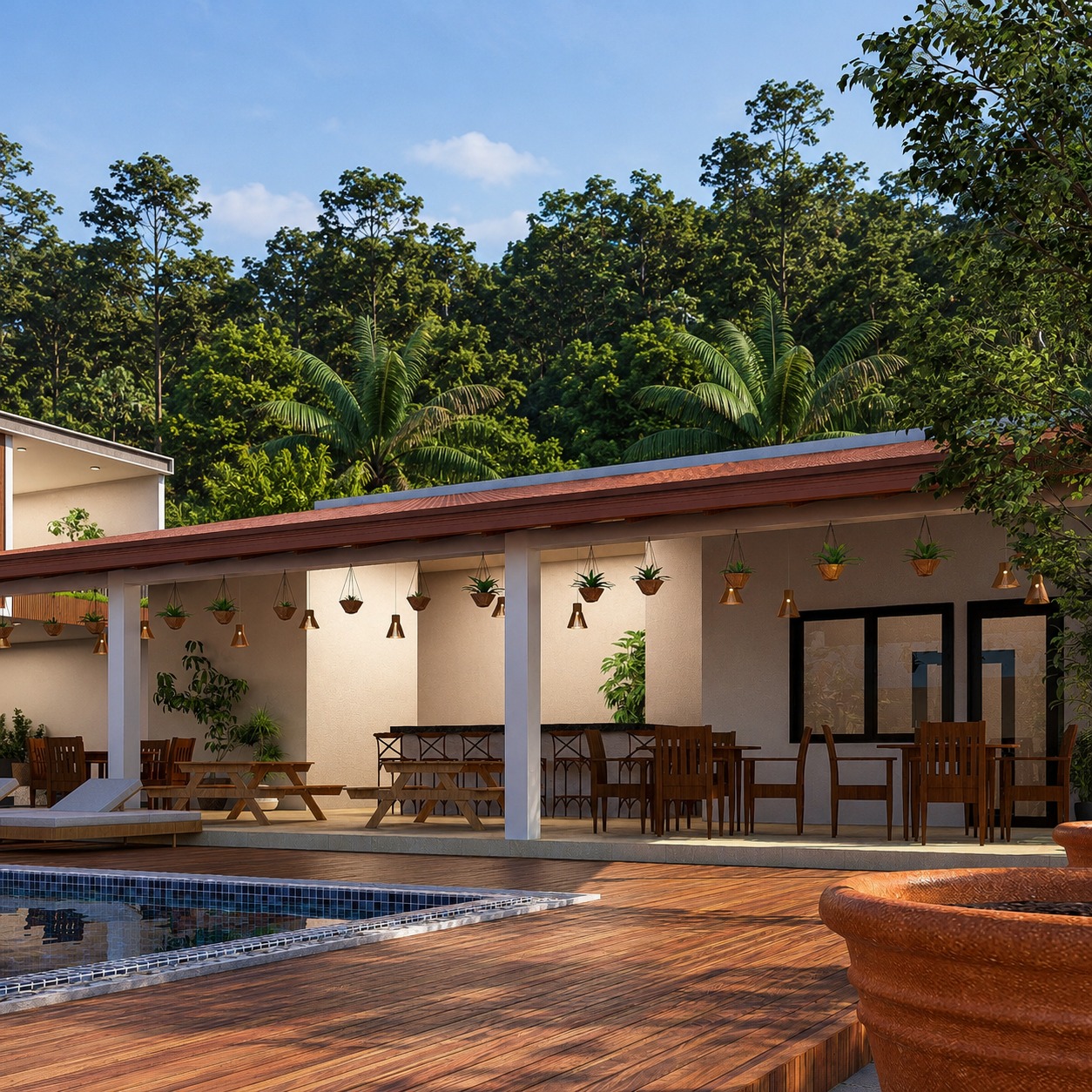 Poolside Family Pavilion Design for Mount Lavinia exterior house design by Structa Engineering