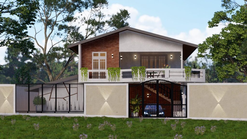 Raised Veranda Home behind a Boundary Wall Design for Malabe — image-led architectural design reference by Structa Engineering
