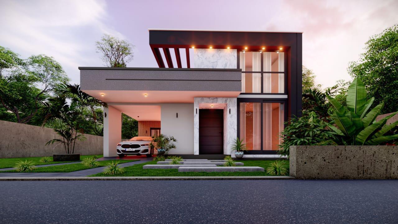 Single Storey Modern Canopy House Design for Dehiwala exterior house design by Structa Engineering