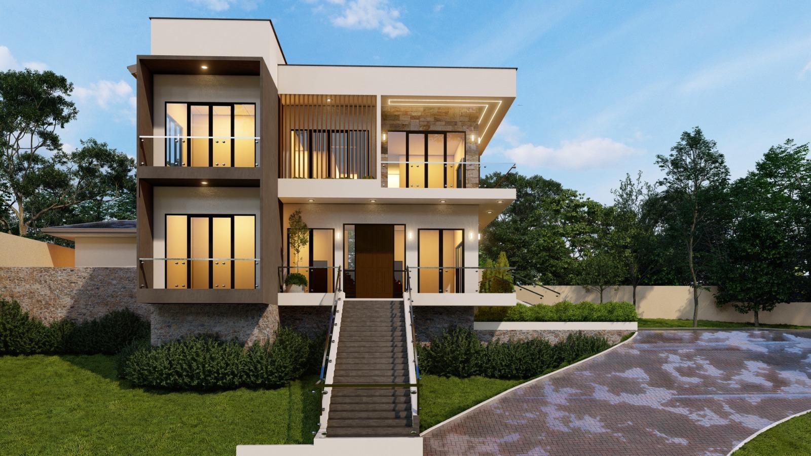 Split Level Modern House with Garden Terrace Design for Kollupitiya exterior house design by Structa Engineering