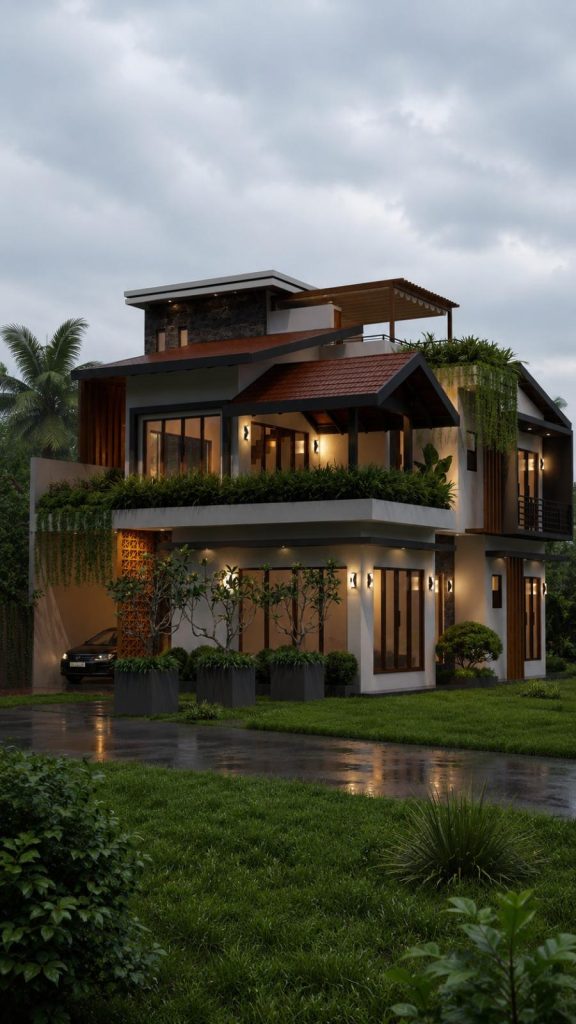 Split Level Tropical Landscape House Design for Peradeniya — image-led architectural design reference by Structa Engineering