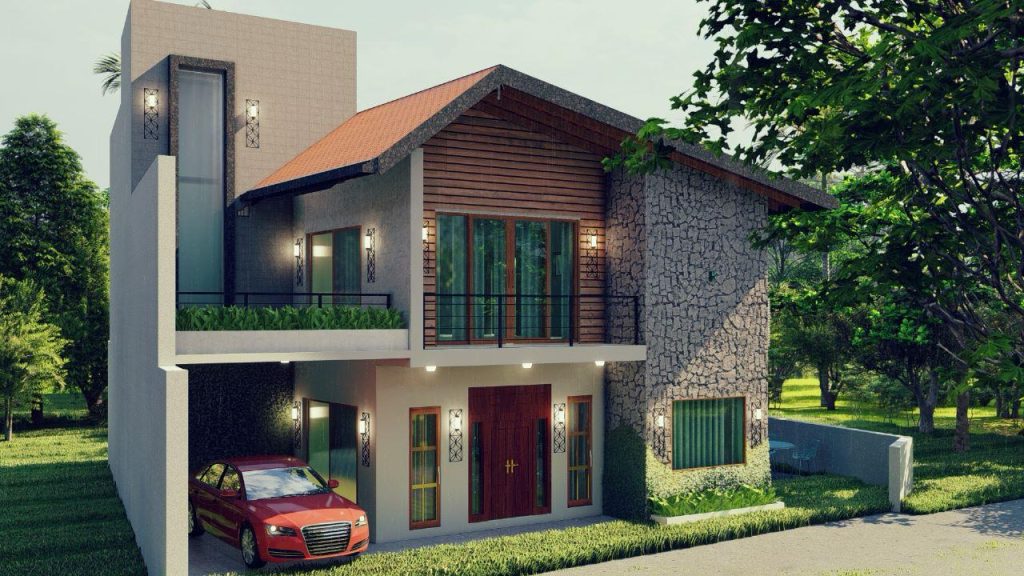 Stone and Timber Urban Residence Design for Nugegoda — image-led architectural design reference by Structa Engineering