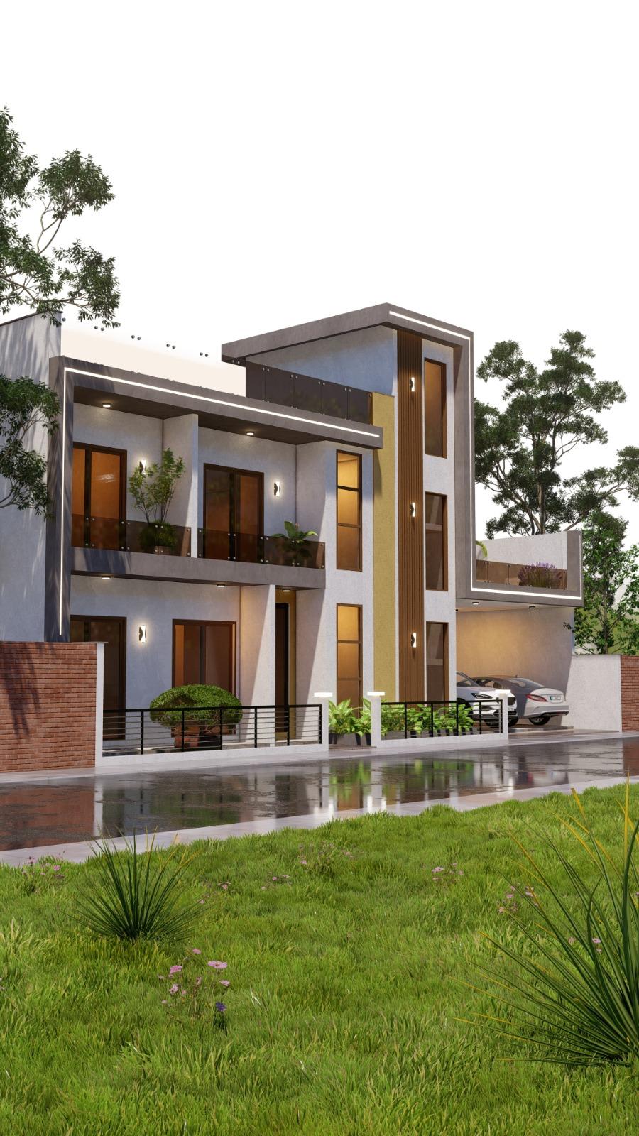 Three Level Tropical Residence on a Sloping Site Design for Kundasale exterior house design by Structa Engineering