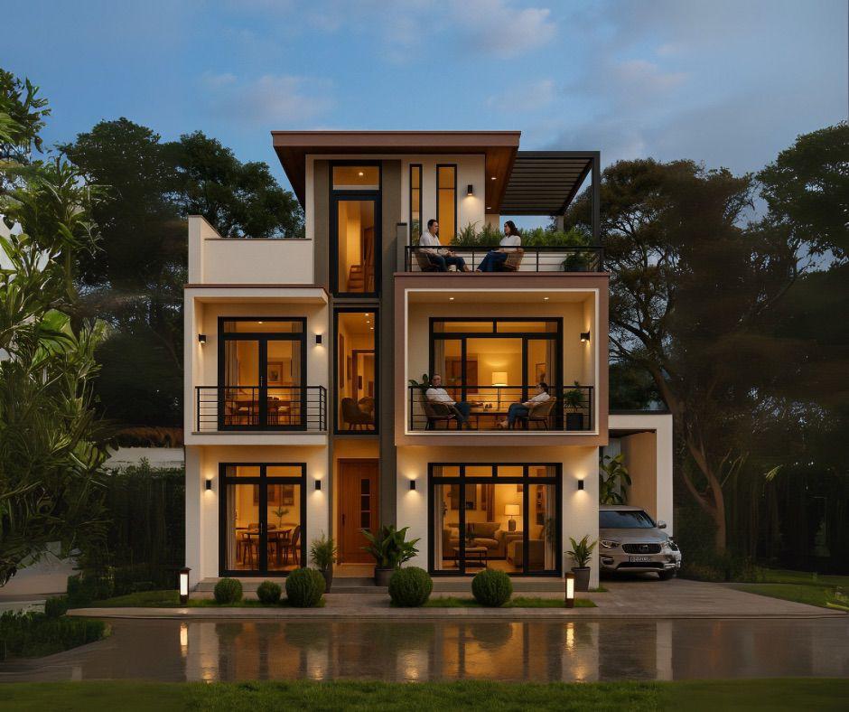 Three Storey Glazed Urban Residence Design for Hokandara — image-led architectural design reference by Structa Engineering