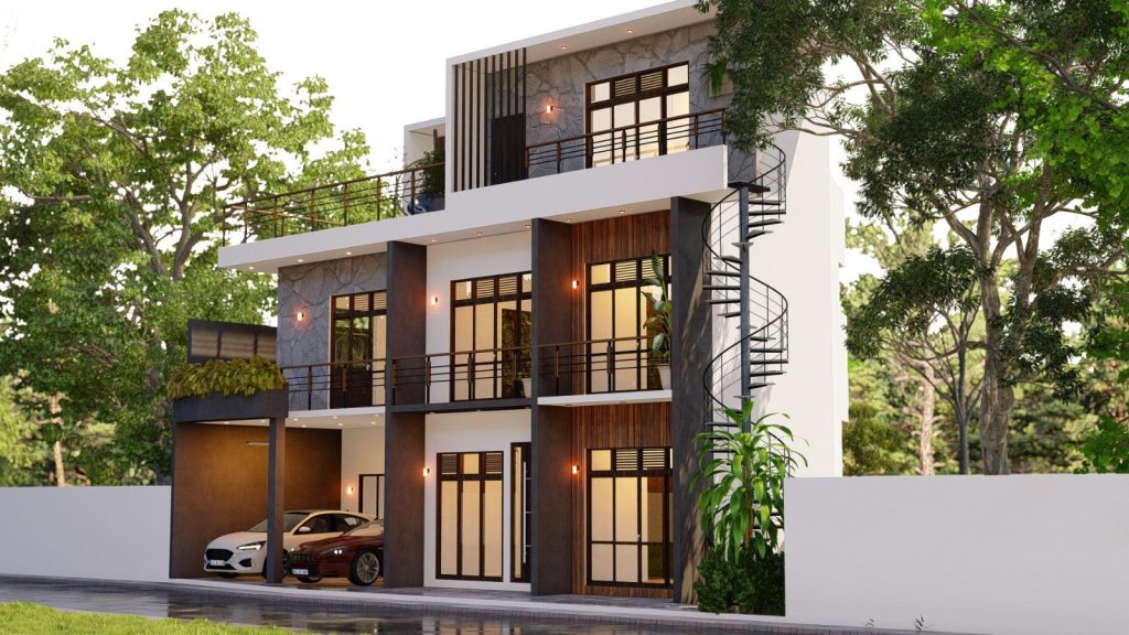 Three Storey Residence with External Stair Design for Kiribathgoda — image-led architectural design reference by Structa Engineering