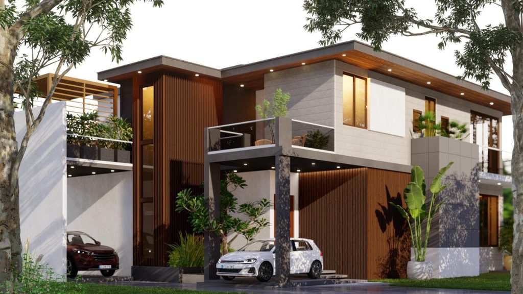 Two Storey Modern Courtyard House Design for Minuwangoda — image-led architectural design reference by Structa Engineering