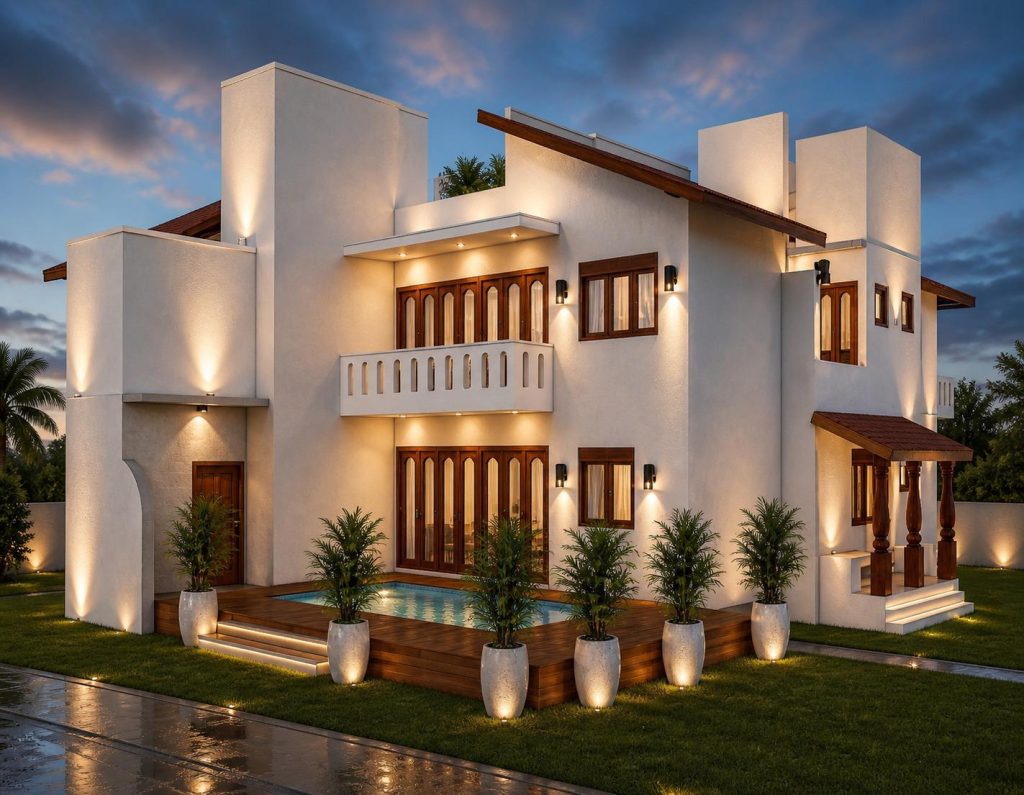 White Tropical Villa with Arched Balcony Design for Weligama – Structa ...