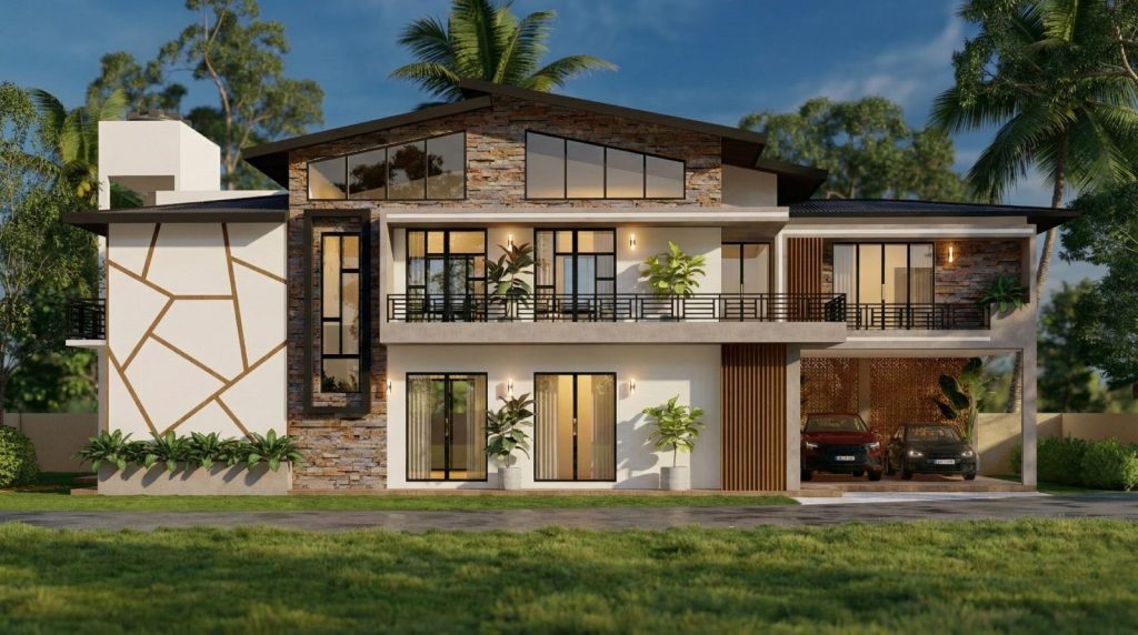 Wide Tropical Gable Residence Design for Athurugiriya — image-led architectural design reference by Structa Engineering