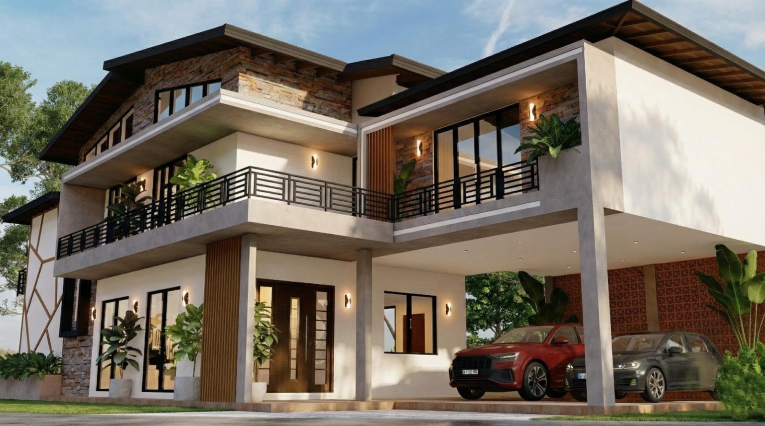 Wide Tropical House with Wraparound Balcony Design for Batticaloa ...