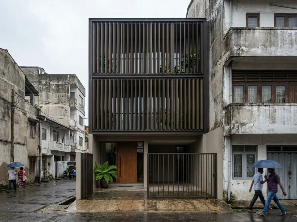 Narrow Urban Townhouse Design for Rajagiriya — image-led architectural design reference by Structa Engineering