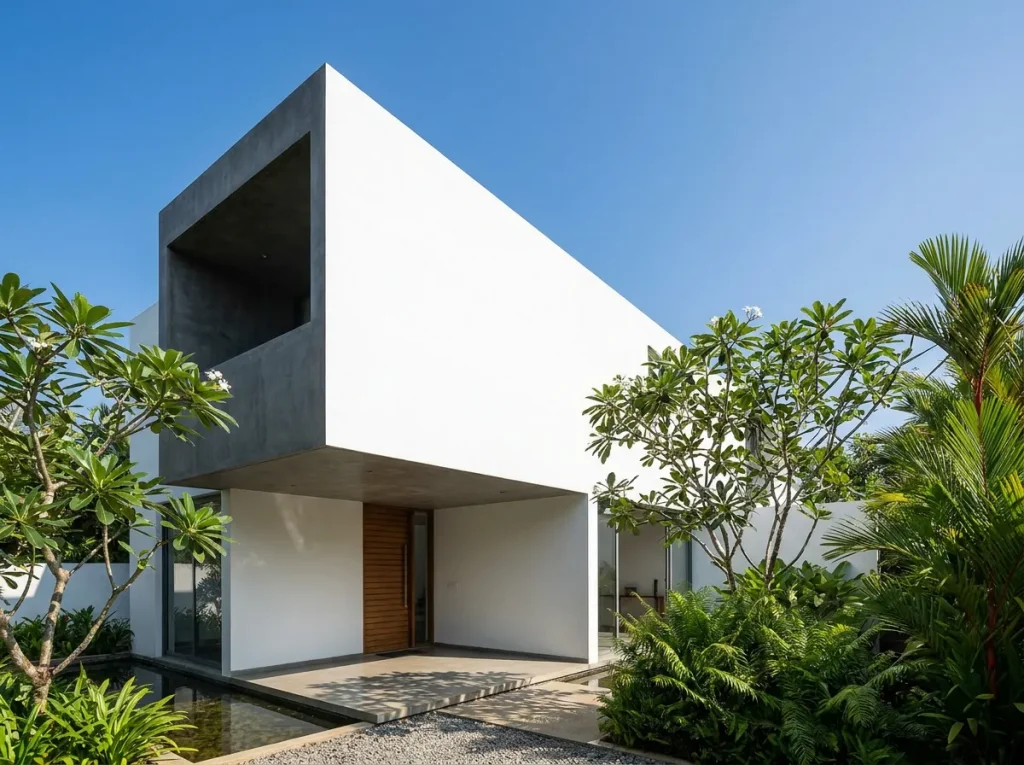 Cantilevered Entrance House Design for Nugegoda — image-led architectural design reference by Structa Engineering
