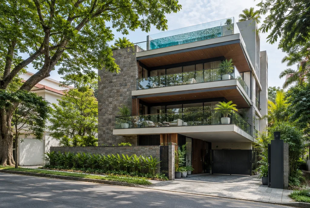 Luxury City Residence Design for Colombo 05 exterior house design by Structa Engineering