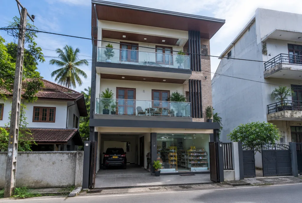 Urban Three Storey Home Design for Kiribathgoda exterior house design by Structa Engineering
