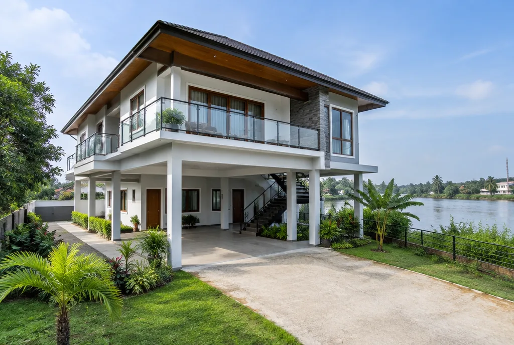 Riverside Two Storey Home Design for Biyagama exterior house design by Structa Engineering