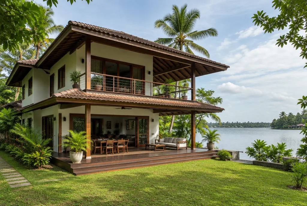 Lakeside Family Home Design for Bandaragama exterior house design by Structa Engineering