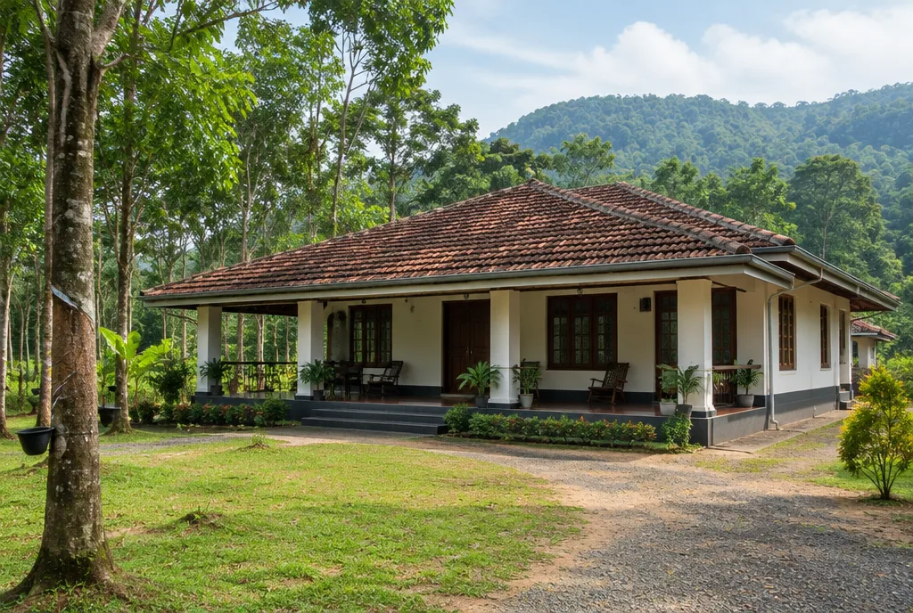Rubber Estate Bungalow Design for Matugama exterior house design by Structa Engineering