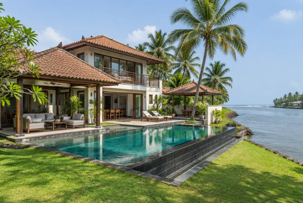 River Mouth Villa Design for Aluthgama exterior house design by Structa Engineering