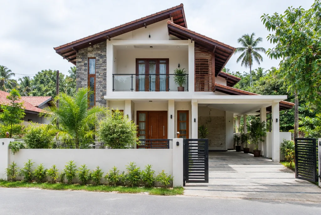 Two Storey Town House Design for Polgahawela exterior house design by Structa Engineering