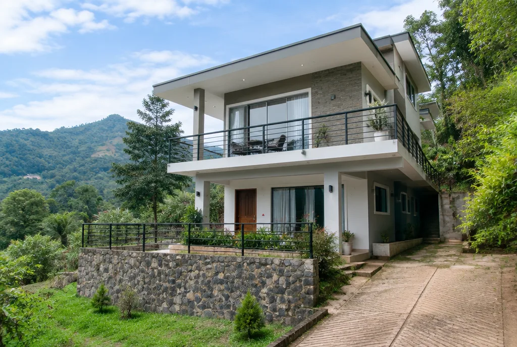Compact Hill Home Design for Pilimathalawa exterior house design by Structa Engineering