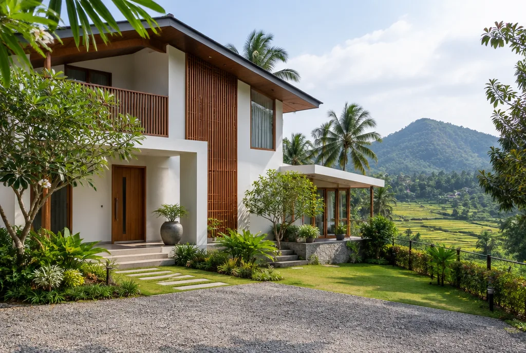 Suburban Family Villa Design for Kundasale exterior house design by Structa Engineering