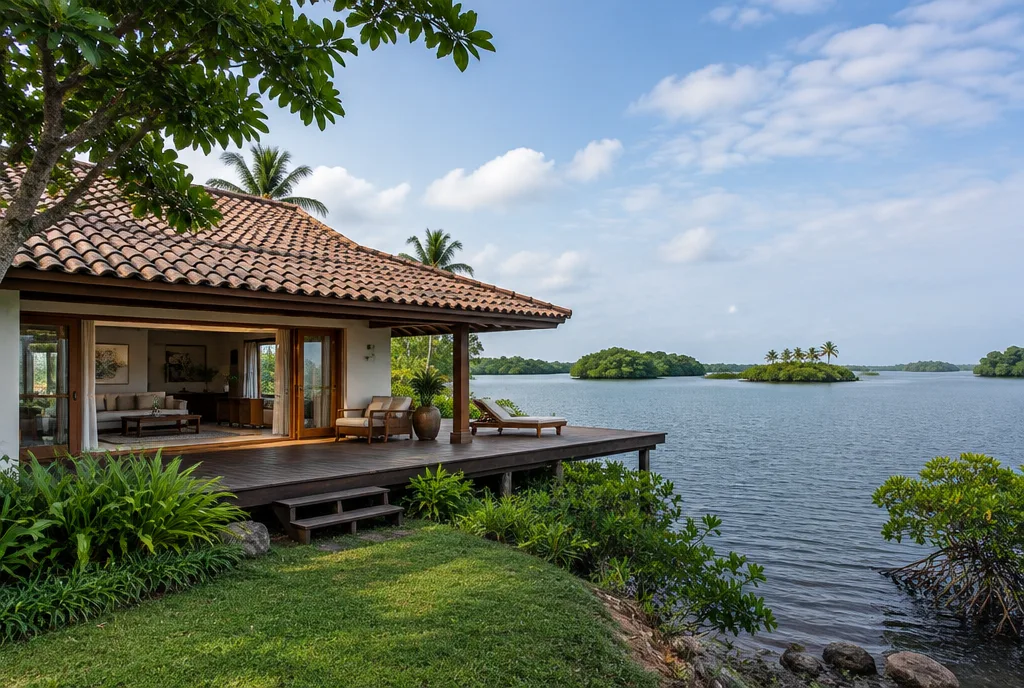 Lake Villa Design for Koggala exterior house design by Structa Engineering