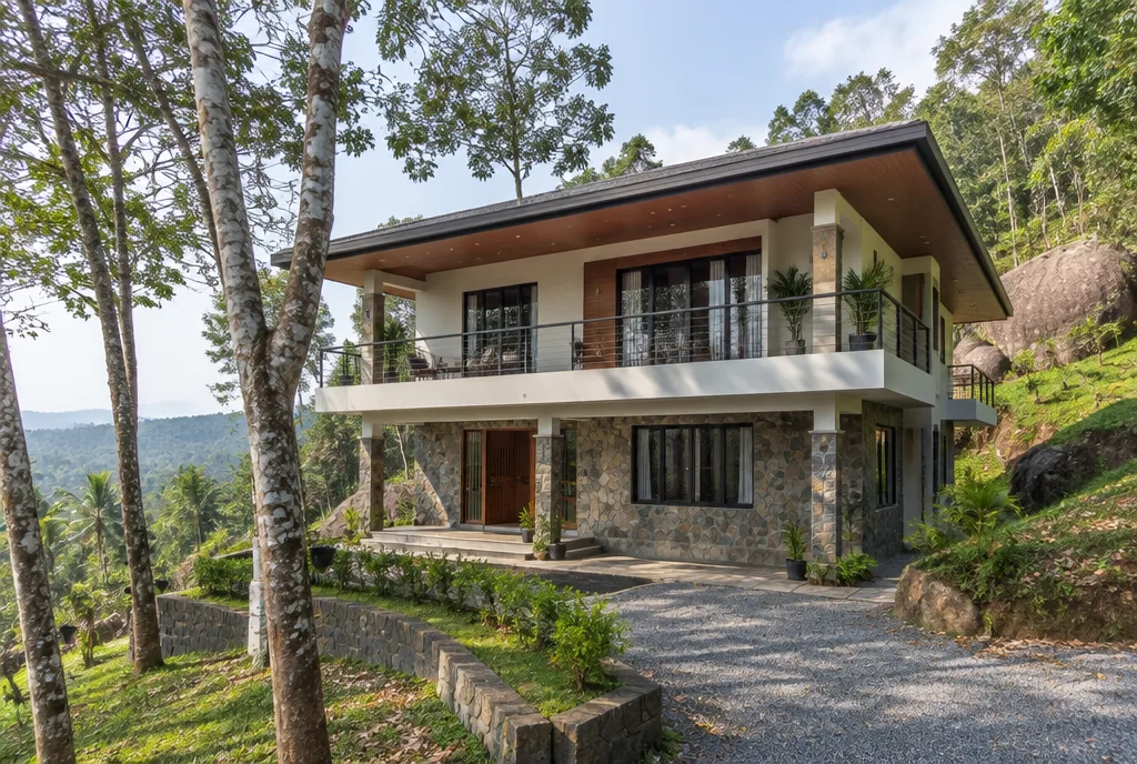 Hill Road Family Home Design for Mawanella exterior house design by Structa Engineering