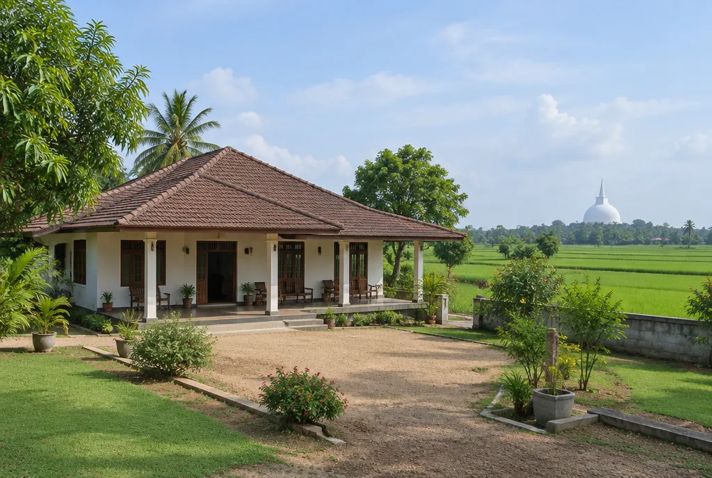 Paddy view family home design concept in Anuradhapura, Sri Lanka
