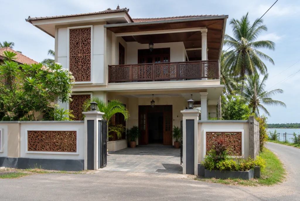 Urban Courtyard House Design for Kattankudy exterior house design by Structa Engineering