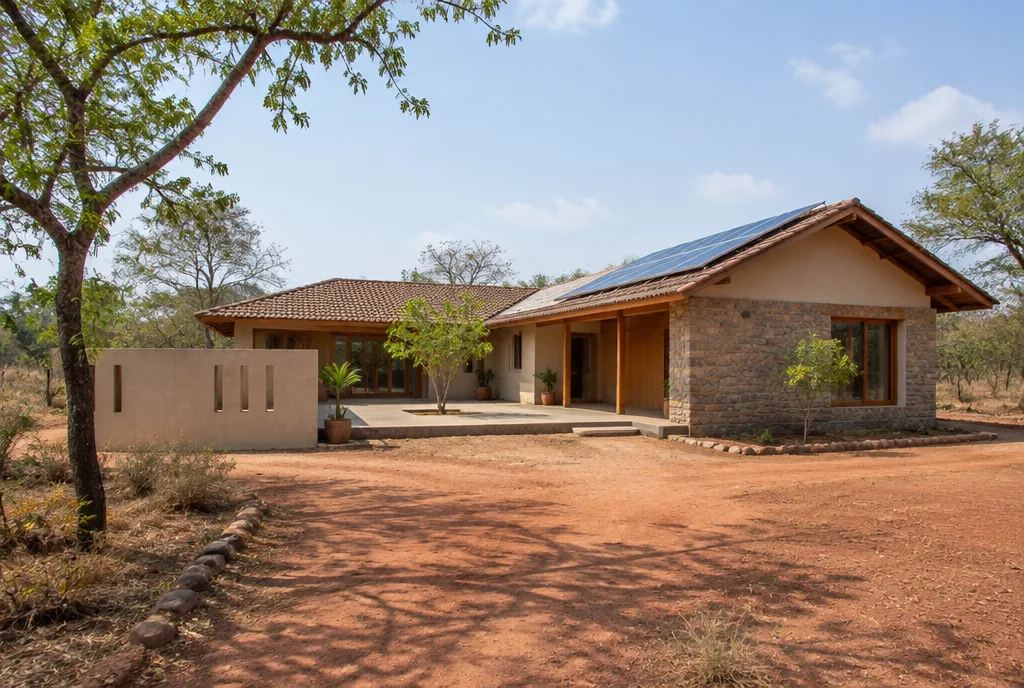 Dry Zone Family Home Design for Medawachchiya exterior house design by Structa Engineering